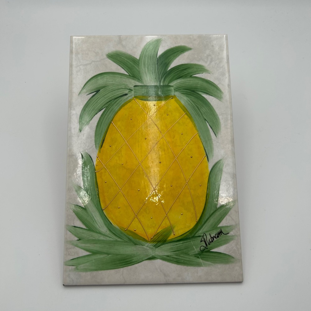 Pineapple Ceramic Tile Trivet by Putnam Hand Painted Wall Art Made inBrazil